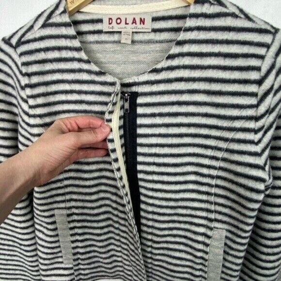 Anthropologie Dolan Striped Moto Jacket Zipper Black White Size XS Minimalist - Picture 7 of 12